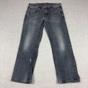 Robert Graham Classic Yates Jeans Mens 31x28 Gray Charcoal Wash Straight Denim